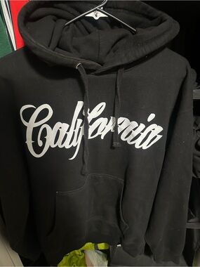 California Costumes Black Hoodie with White Script Logo